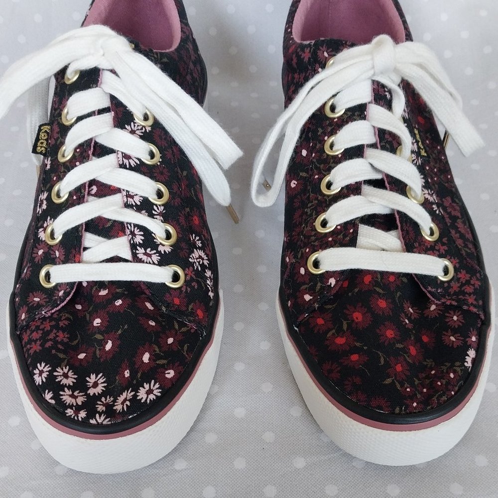 Keds Jump Kick Black and Pink Floral Print Lace Up Sneaker NWOB - Picture 5 of 10